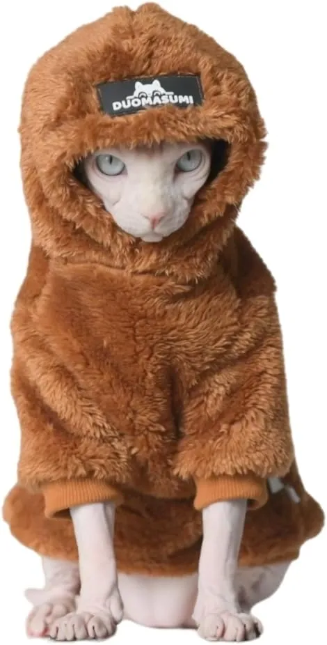 Sphynx Cat Sweater Warm Thickened Knitted Stratch Hairless Cat Clothes Cat Vest for Devon,Cornish,Peter Bald, Small Kitten (Large)