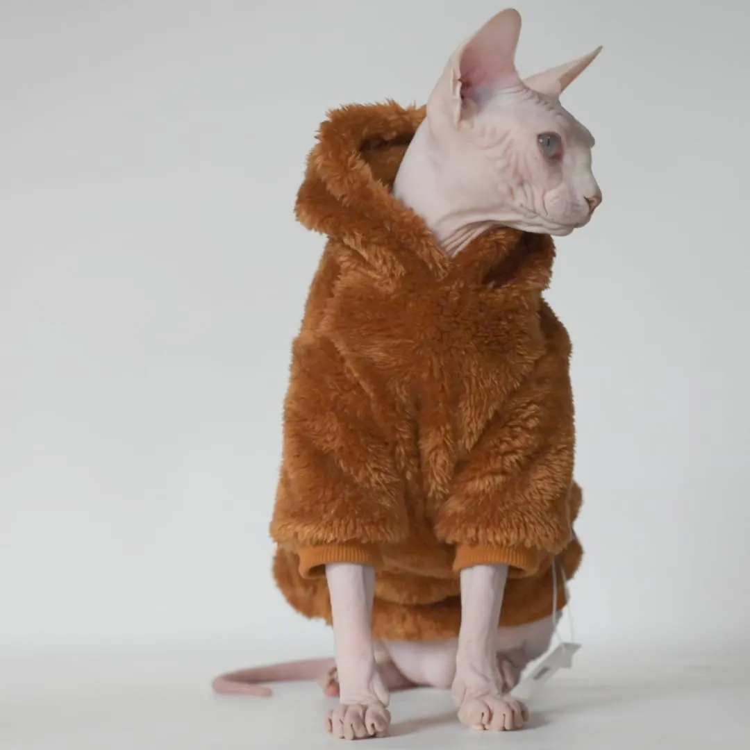 Sphynx Cat Sweater Warm Thickened Knitted Stratch Hairless Cat Clothes Cat Vest for Devon,Cornish,Peter Bald, Small Kitten (Large)