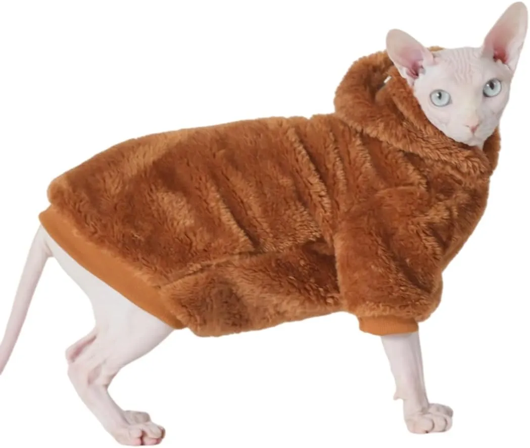 Sphynx Cat Sweater Warm Thickened Knitted Stratch Hairless Cat Clothes Cat Vest for Devon,Cornish,Peter Bald, Small Kitten (Large)