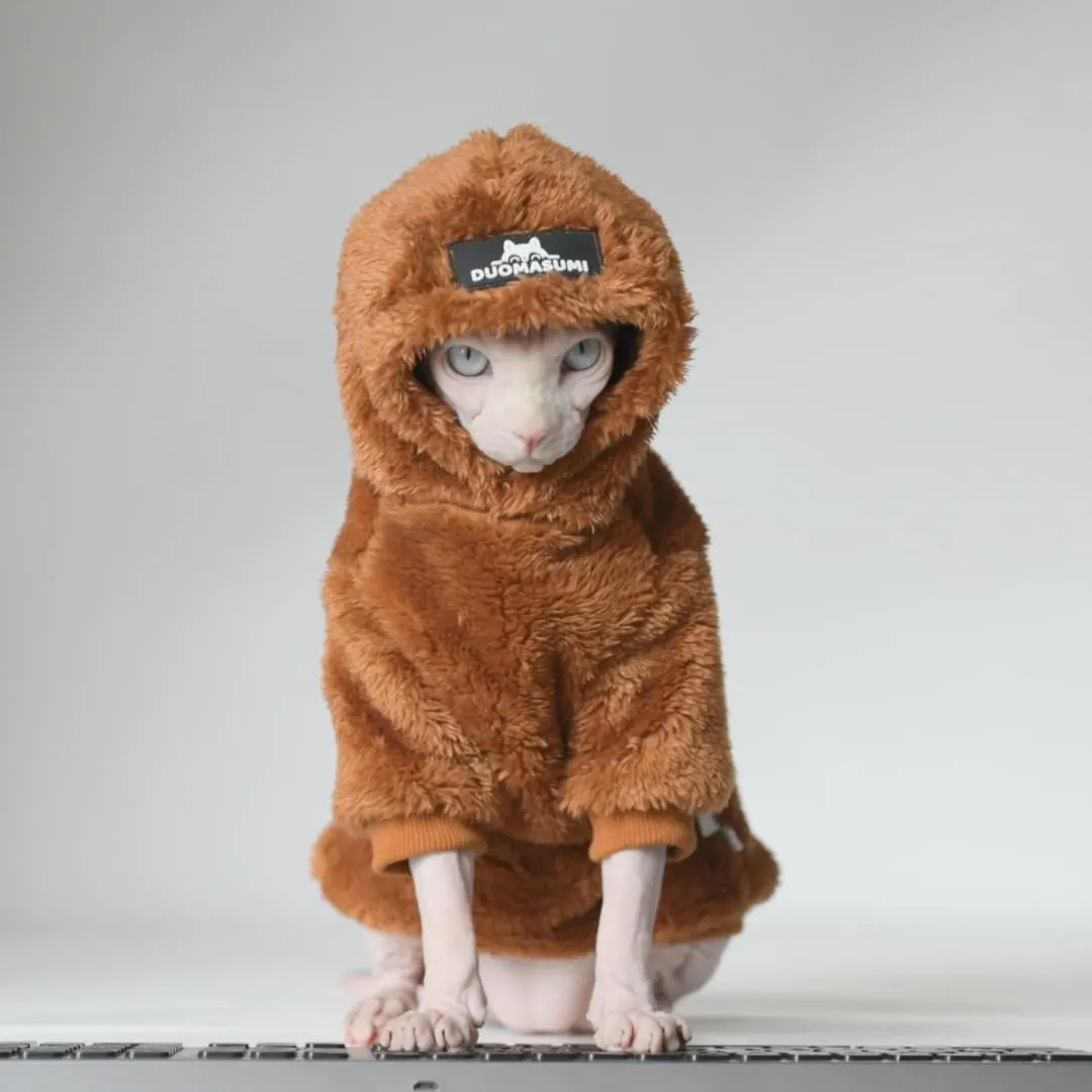 Sphynx Cat Sweater Warm Thickened Knitted Stratch Hairless Cat Clothes Cat Vest for Devon,Cornish,Peter Bald, Small Kitten (Large)