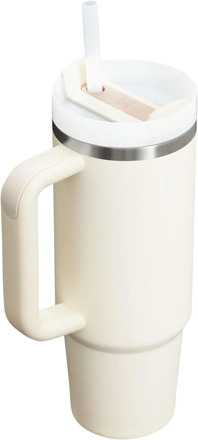 Stanley Quencher H2.0 Tumbler with Handle and Straw 30 oz | Flowstate 3-Position Lid | Cup Holder Compatible for Travel | Insulated Stainless Steel Cup | BPA-Free | Cream 2.0