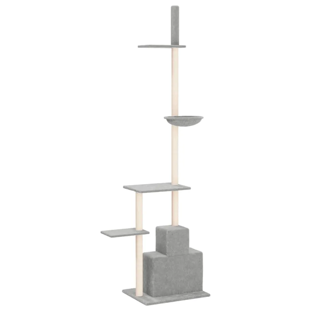 vidaXL Floor to Ceiling Cat Tree Light Grey 250.5-276.5 cm