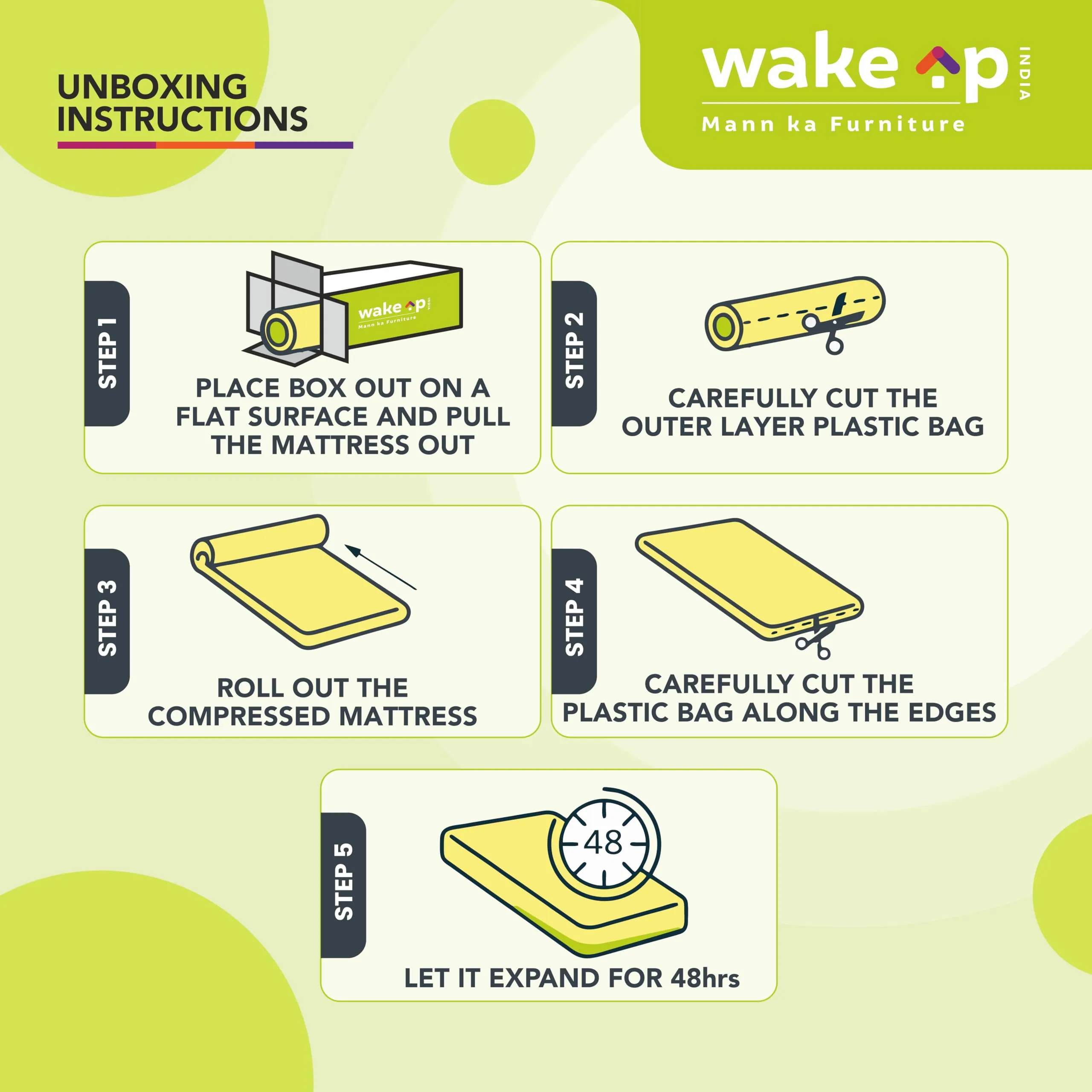 wakeup INDIA Memory Foam Mattress | 10 Years Warranty | Orthopedic Mattress, Double Bed Medium Firm Mattresses | Memory Foam 6 inch Mattresses (Double Size-72x48x6 inches, White)
