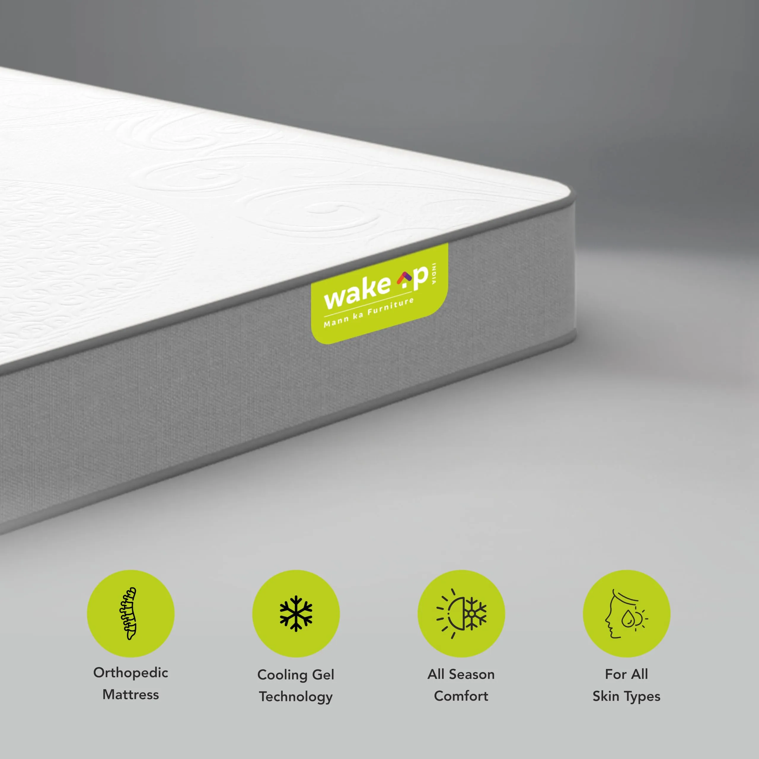 wakeup INDIA Memory Foam Mattress | 10 Years Warranty | Orthopedic Mattress, Double Bed Medium Firm Mattresses | Memory Foam 6 inch Mattresses (Double Size-72x48x6 inches, White)