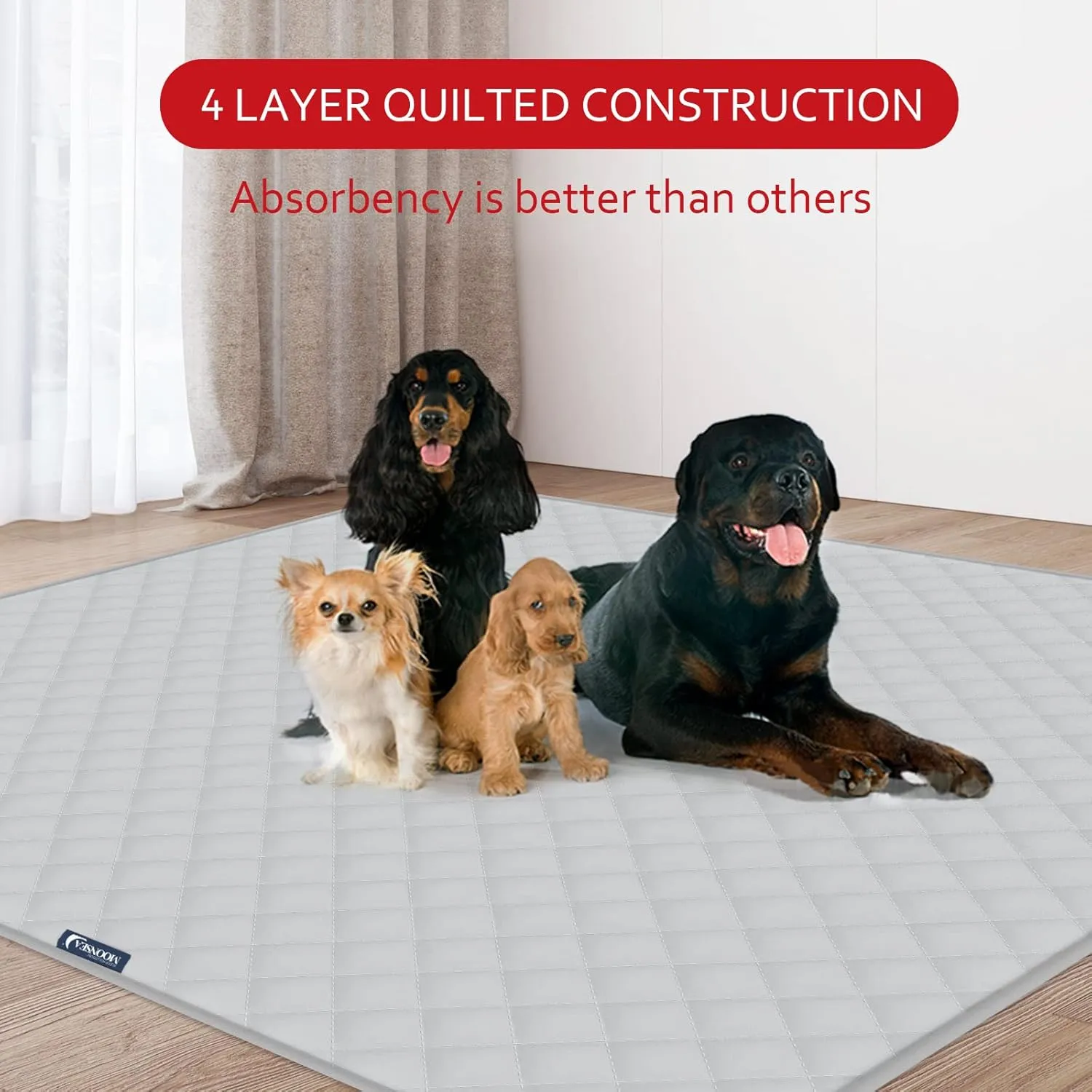 Washable Pee Pads for Dogs Extra Large 72" x 72", Reusable Dog Playpen Pads for Large Dogs, Non-Slip Whelping Pads, for Training, Travel, Whelping, Housebreaking, Incontinence, for Playpen, Crate