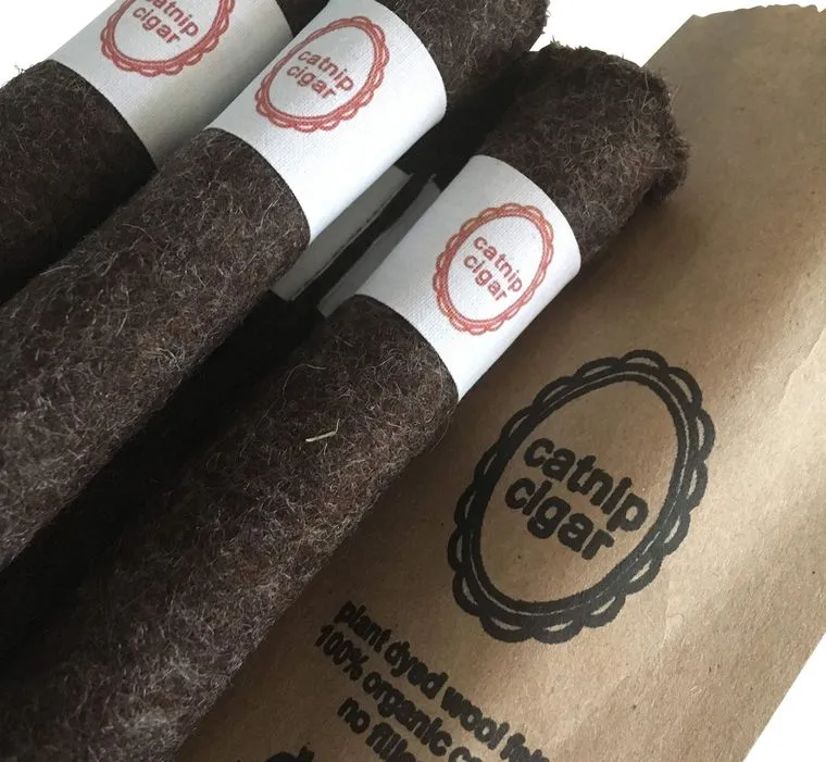 Wool Catnip Cigars Cat Toy Stuffed Organic Catnip by Ciao Gatto